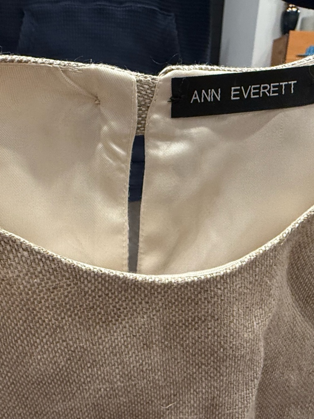 Ann Everett Beige Textured Sheath Dress
